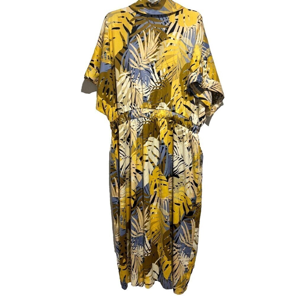 INC International Concepts Jeannie Mai X INC Midi‎ Dress Plus 0X Palm Print - Picture 4 of 12